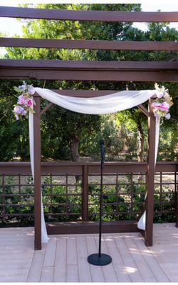 Two 6ft Peony And Rose Garland And White Sheer Draping Fabric