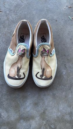Siamese Cat Vans Size 2 1/2 Kids HandPainted