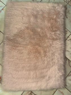 Rug, Pink Furry Faux Sheepskin
