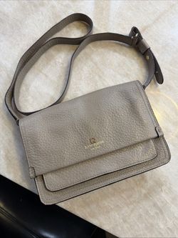 Kate Spade New York Leather Crossbody Bag Taupe Pebbled Flap Purse