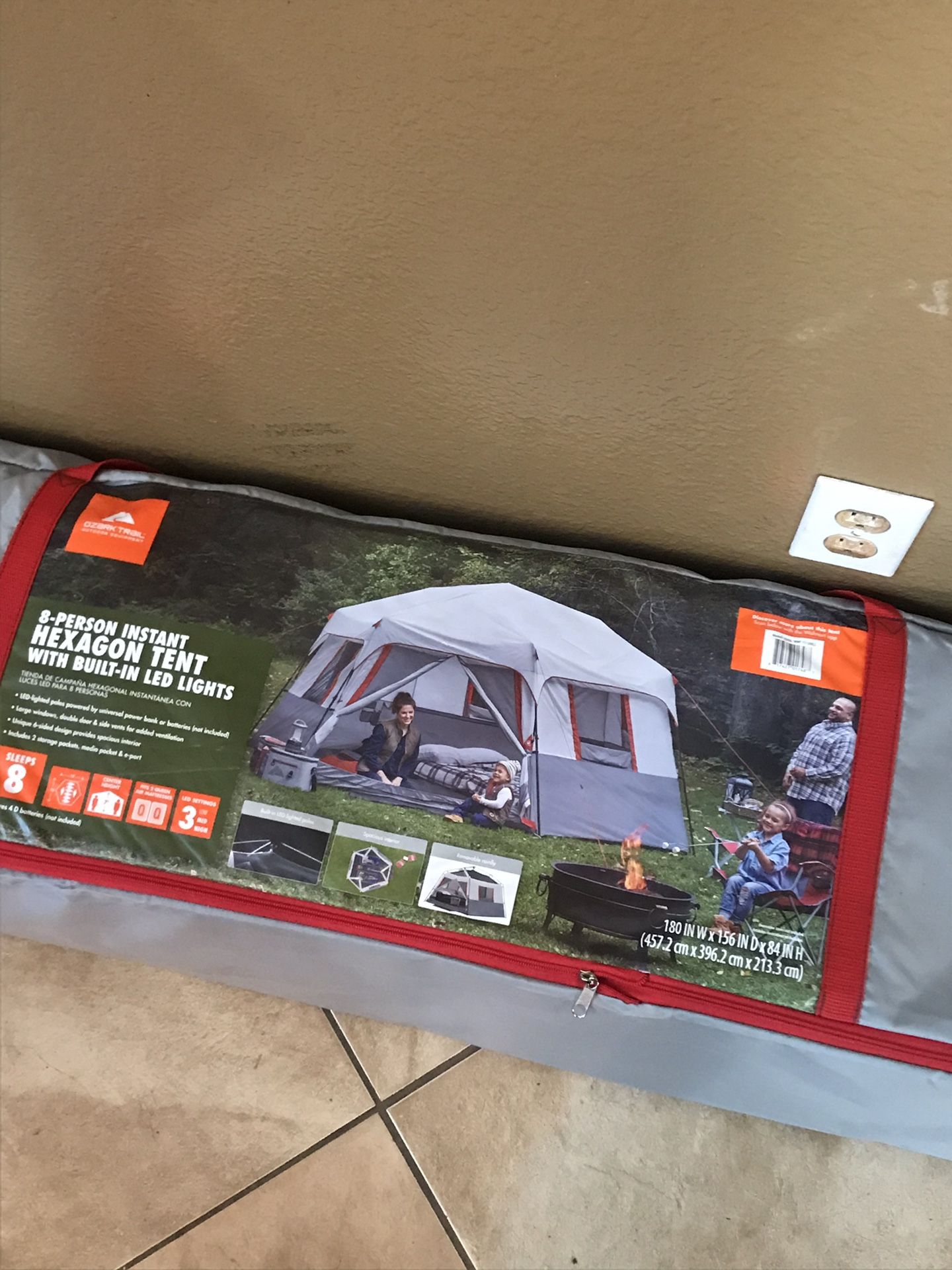 Ozark Trail 8 person tent with LED lighting!