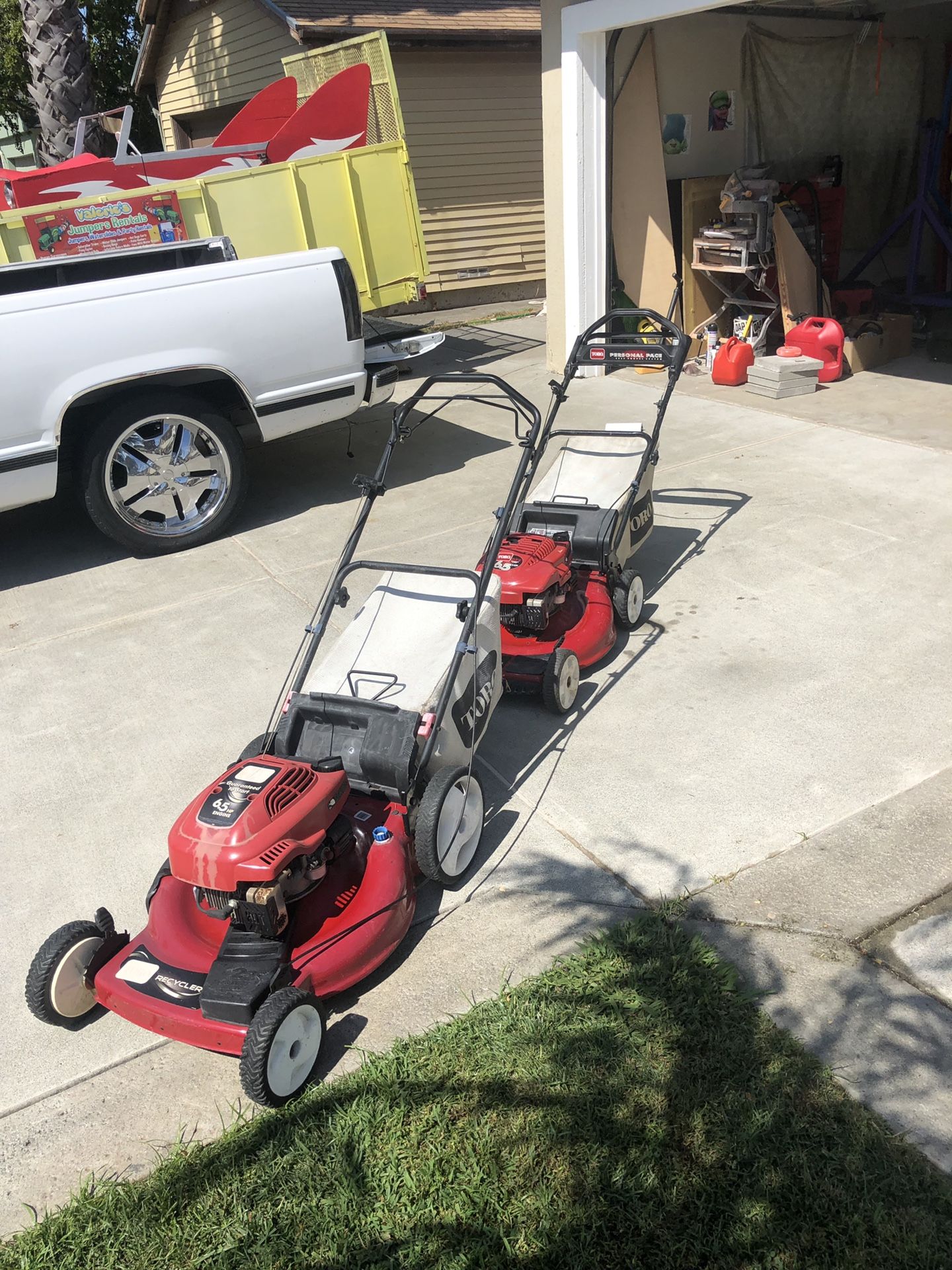 2 toro lawn mowers for price of 1