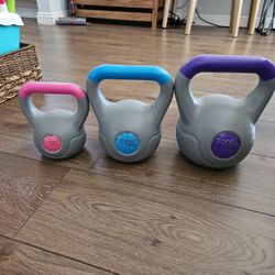 Kettlebell set.  15lb, 10lb, and 5lb