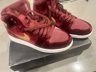 Air Jordan 1 Mid Red Velvet Gold Swoosh