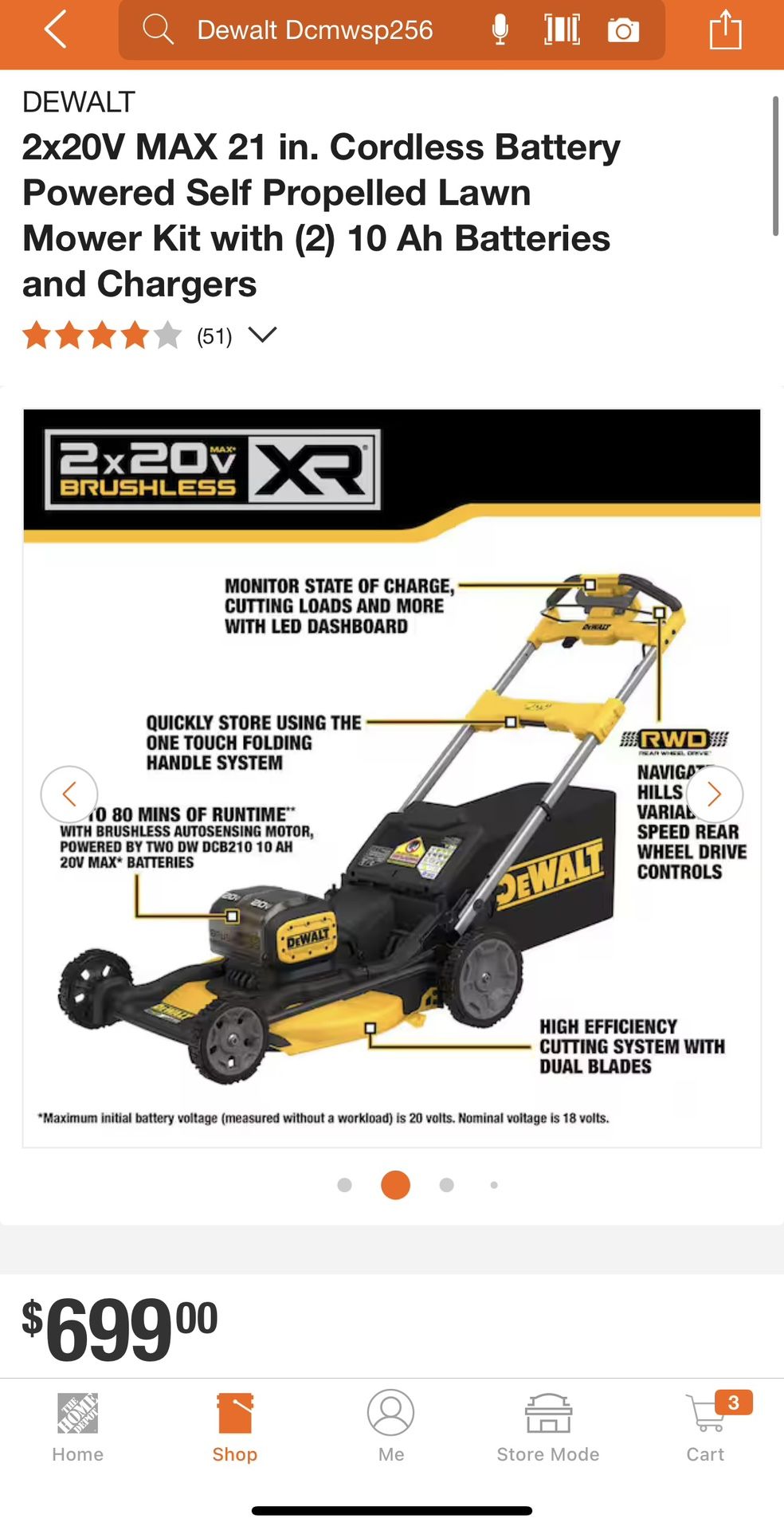 DEWALT 2x20V MAX 21 in. Cordless Battery Powered Self Propelled Lawn Mower Kit with (2) 10 Ah Batteries and Chargers