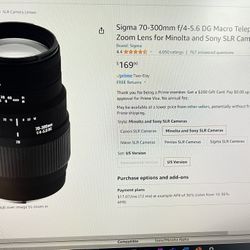 Sony - Sigma DC Camera Lens