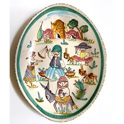 Hand Painted Ceramic Platter, Wall Art
