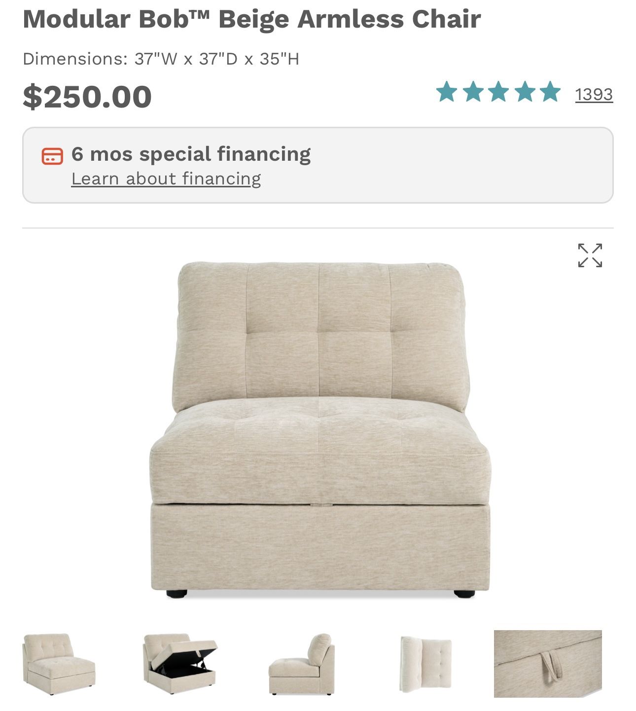 Two (2) Modular Bob Armless Chairs