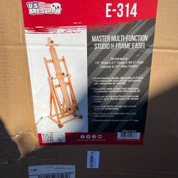 U.S. Art Supply Master Multi-Function Studio Artist Wooden Floor Easel - Large Heavy Duty Adjustable H-Frame, Tilts Flat, Mast Adjusts to 97" High - B