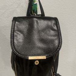 Black Leather mini Backpack 