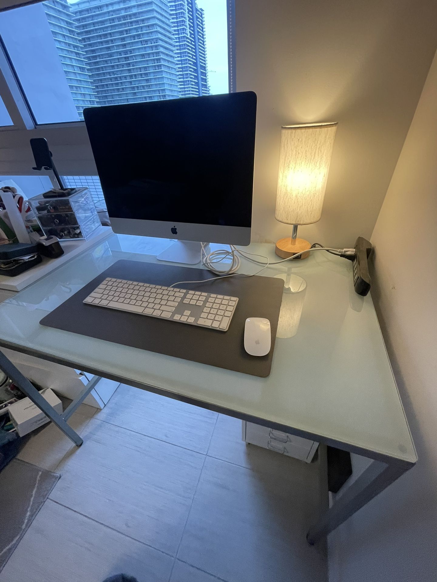 WEST ELM Glass Desk & Bookshelf (Pickup)