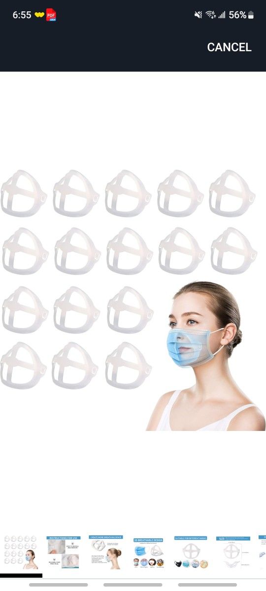 16Pcs Face Bracket for Mask -3D Mask Bracket -Face Mask Internal Support Frame, More Space for Comfortable Breathing, Lipstick Protector ,Washable Reu