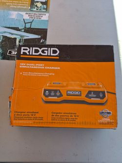 Ridgid 18v dual-port simultaneous charger,  new ,firm on price