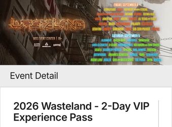 Save Over 60$ On 2 Day VIP Wasteland Ticket