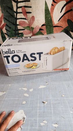 bella 4-Slice Slim Toaster with Extra Long Slot, 6 Setting Shade Control with Reheat & Cancel Buttons, Anti Jam & Auto Shutoff, Oatmilk
