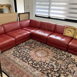 Red Leather Sectional 