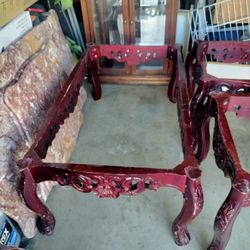 Mesa De Sala Con 2 Mesas Pequeñas Para Las Esquinas De Madera De Sedro Con Tapas De Marmol A Solo $50