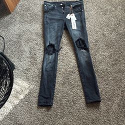 Purple Brand Jeans  P002 Blowout Knees Distressed Slim-Straight Jeans