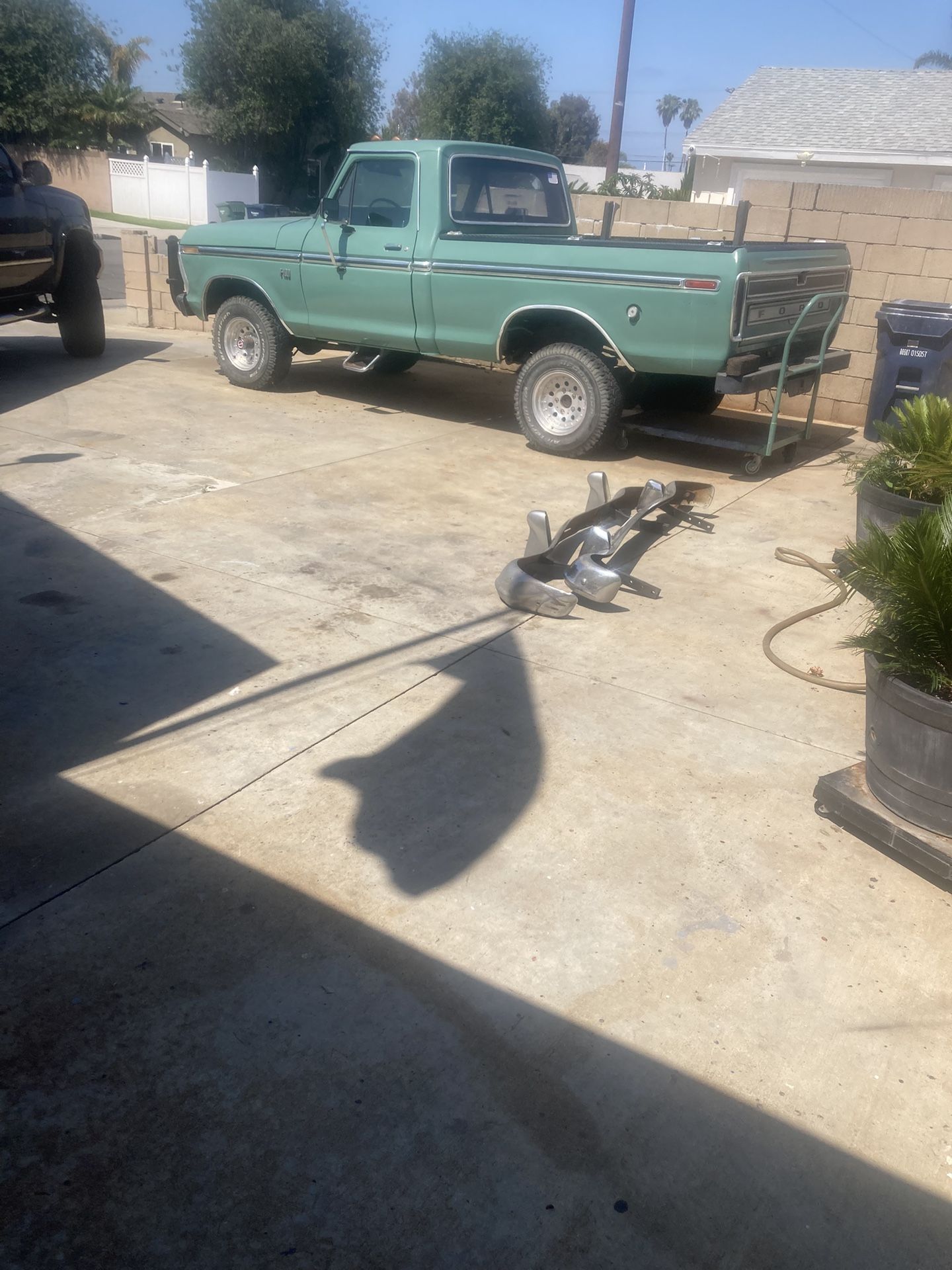 Front And Rear Bumpers Off A 1955 Ford Fairlane.