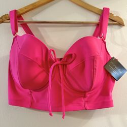 NWT “Smart And Sexy Swim” Hot Pink Full Coverage Bikini Top 36 DDD