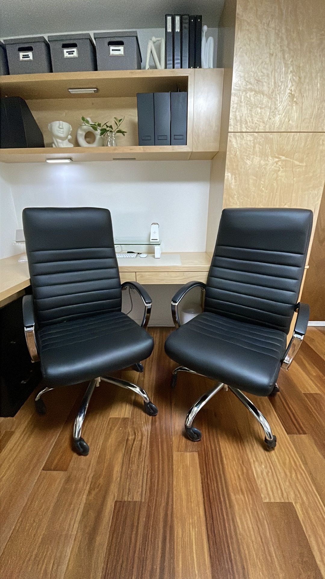 Two PU Leather Office Chairs