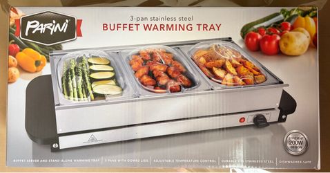 Parini 3-Pan Stainless Steel Buffet Warming Tray.