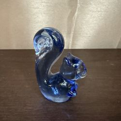 Vintage Blue Glass Squirrel 
