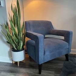 Wingback Chair – Button Tufted – Textured Blue