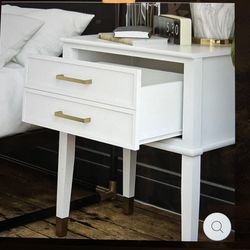 Nightstand ~ End Table ~ White & Gold