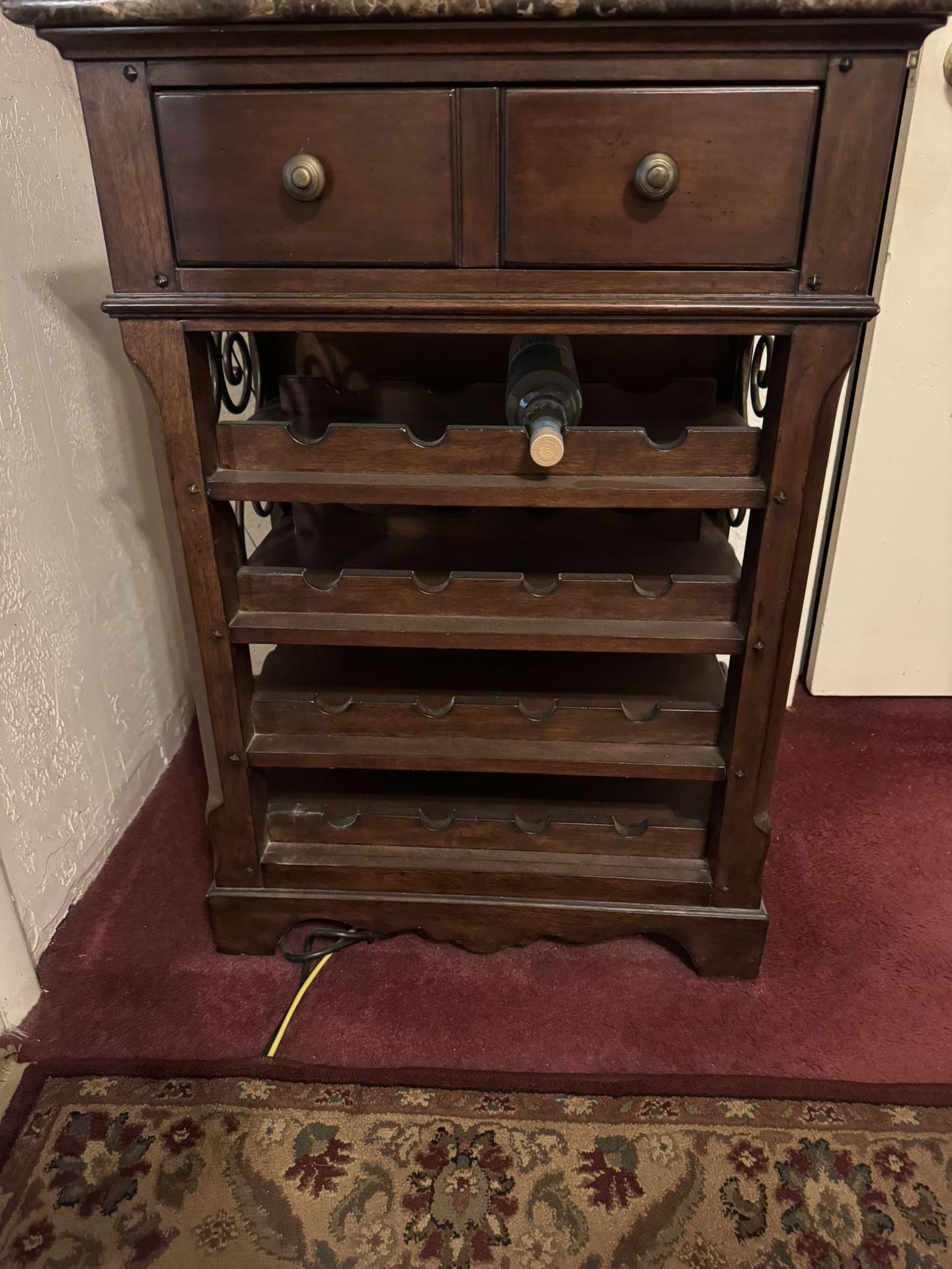 Wine Rack Stand With Marble Top