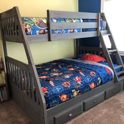 Twin Over Full Bunk Bed With Twin Mattress 