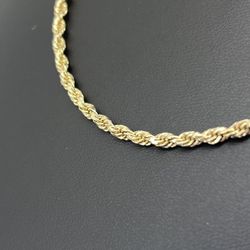 10kt Gold Hollow Rope Necklace 6.10grams 3mm 22” 161645 1