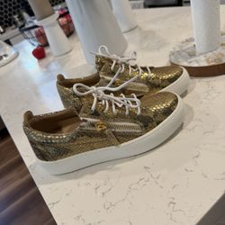 Giuseppe Zanotti | Womens | Gold Snake Sneakers | Size EU 37 (US 6.5) – Brand New