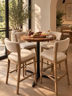 Solid Walnut High-Top Bistro Pub Table – Heavy Wood & Metal