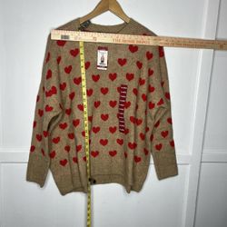 NWT XL Heart Sweater Camel