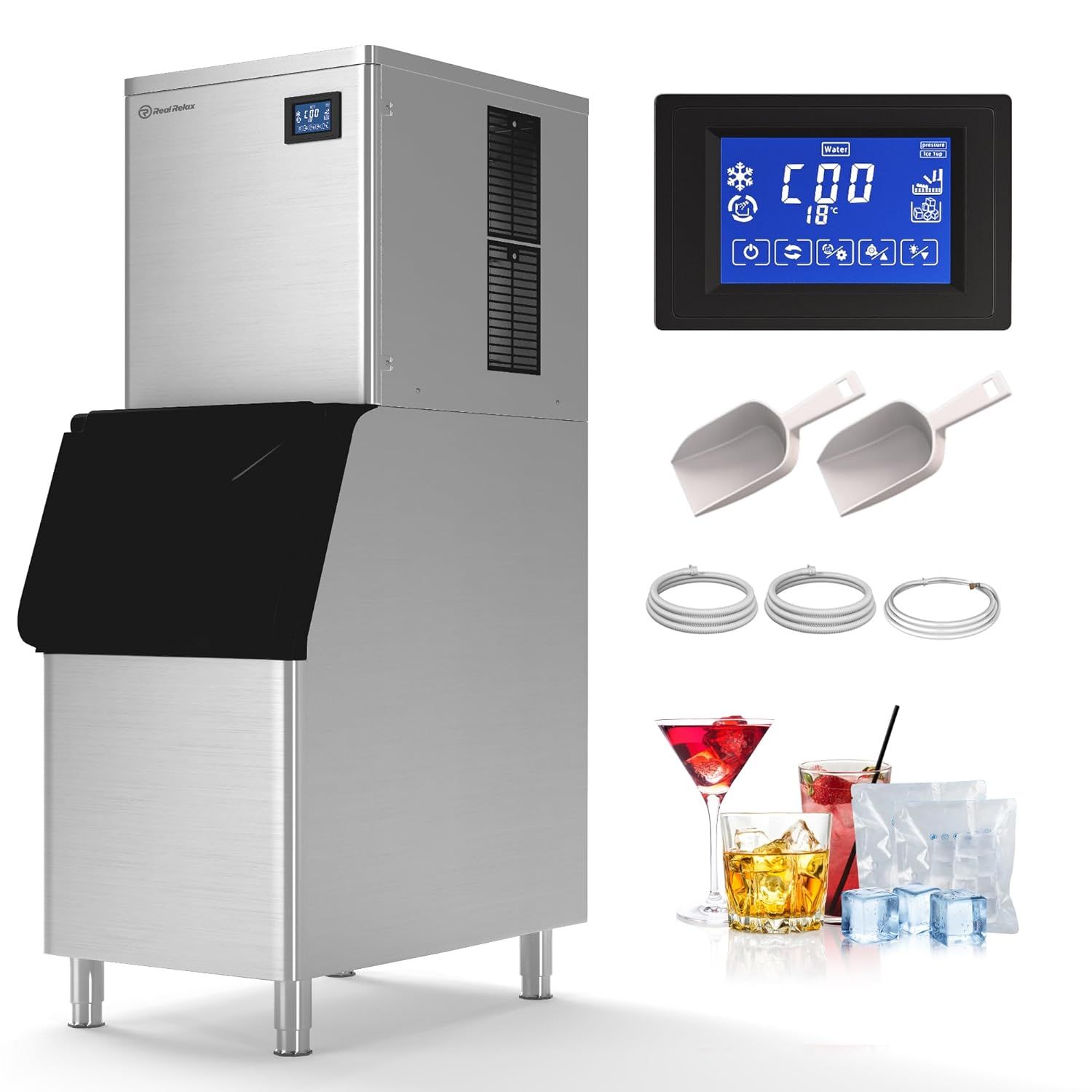 Real Relax Commercial Ice Maker Machine, 440LBS/24H ETL Approval Ice Machine