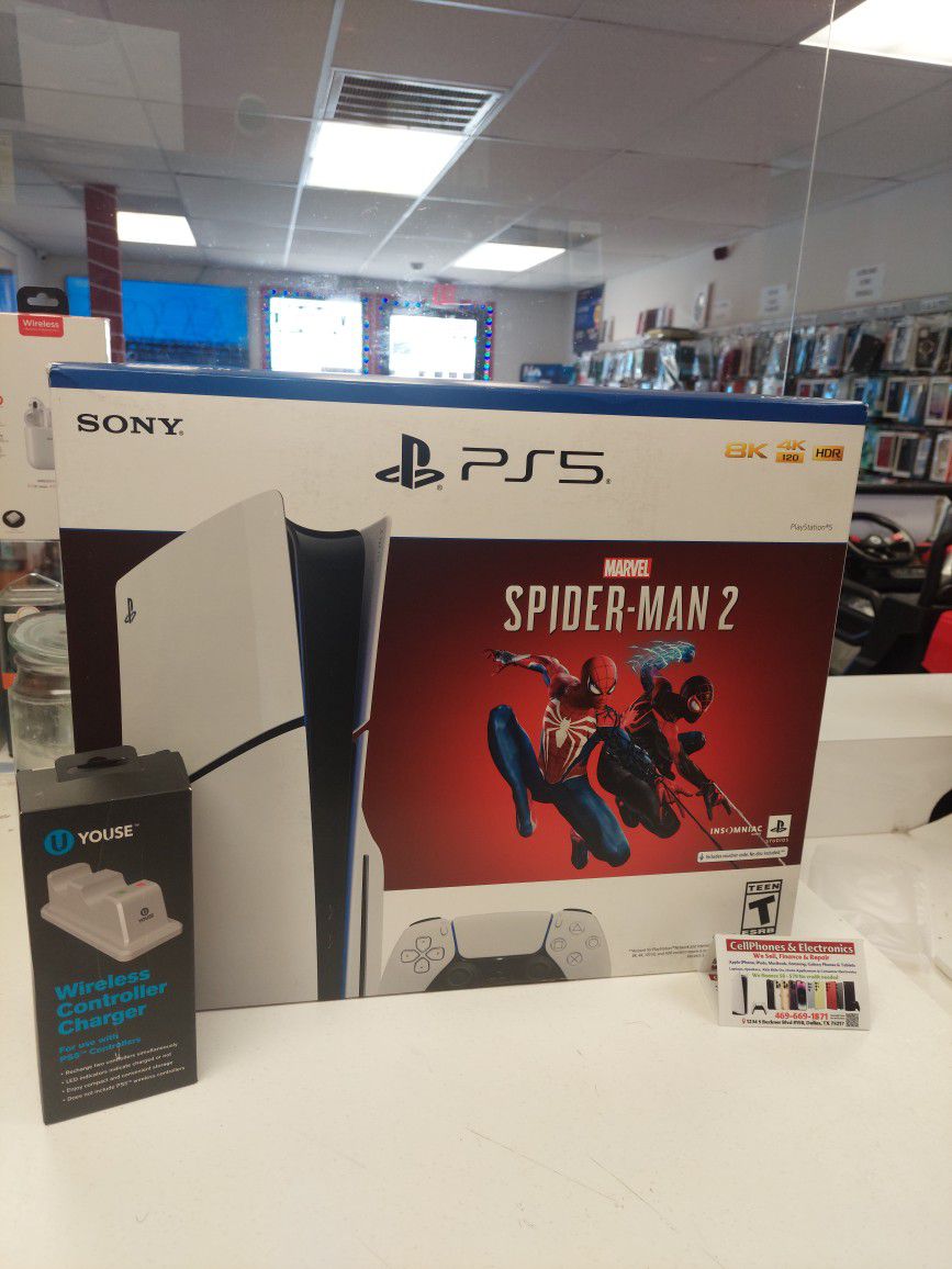 PS5 Spider Man 2 Bundle Brand New With Free Controller Charger On Payments $50 Down