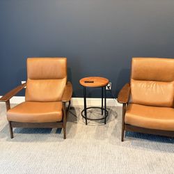 2  West Elm Leather Chairs