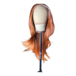 Hd transparent lace wig in copper auburn ginger tone fiery 22”