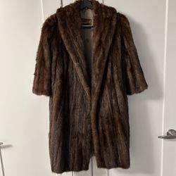 Brown Mink Coat Shawl Collar