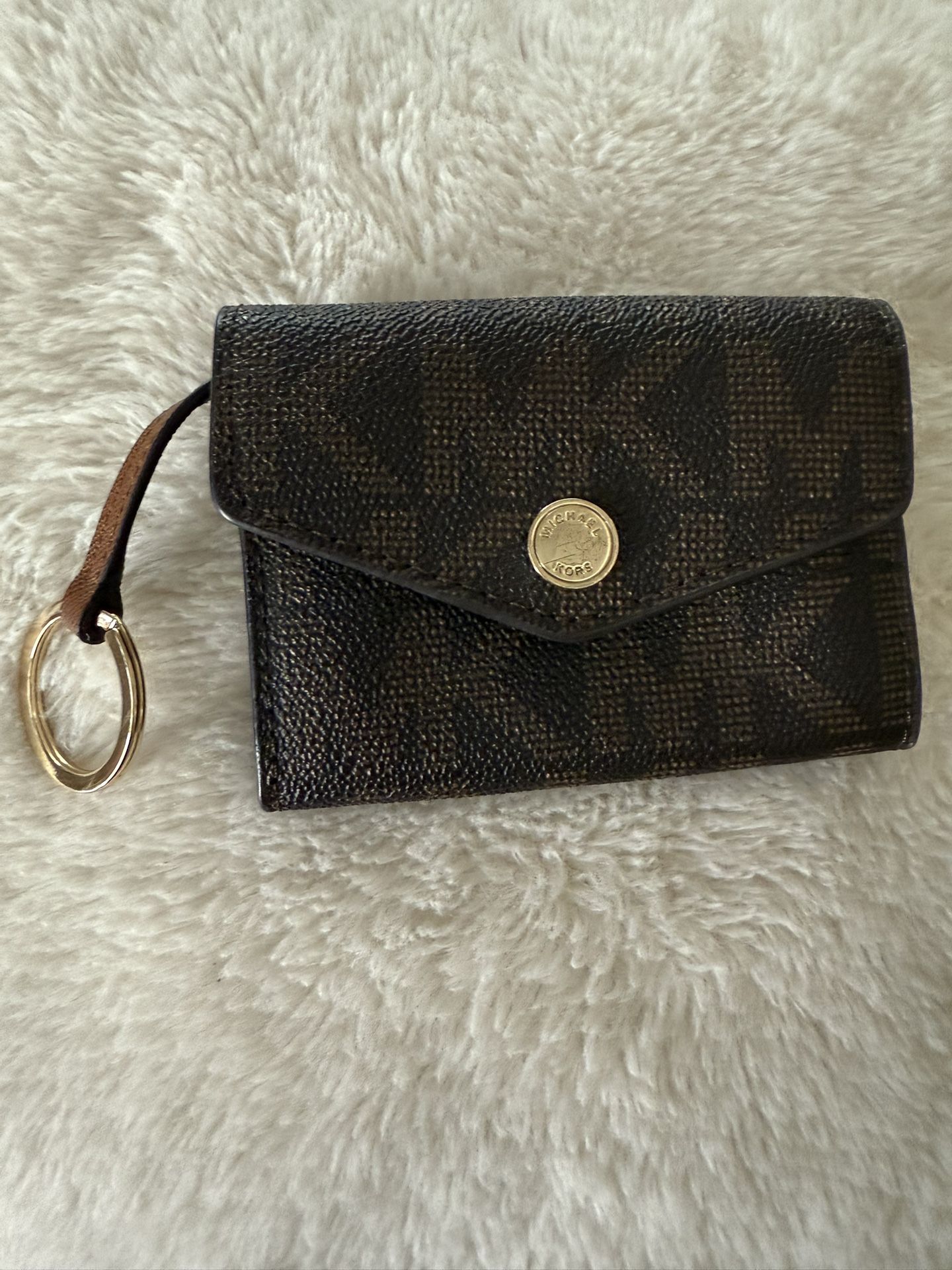Michael Kors brown MK monogram trifold wallet
