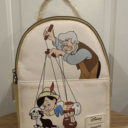 New Loungefly Disney Pinocchio Geppetto and Figaro Travel Backpack NWT