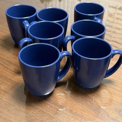 Corelle Coordinates Medium Blue Coffee Tea Mugs Cups Stoneware - Set Of 7
