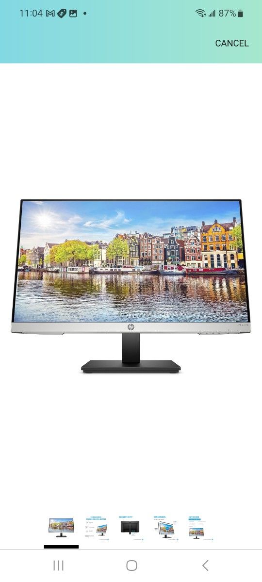 HP 24mh FHD Computer Monitor with 23.8-Inch IPS Display (1080p) - Built-In Speakers and VESA Mounting - Height/Tilt Adjustment for Ergonomic Viewing -