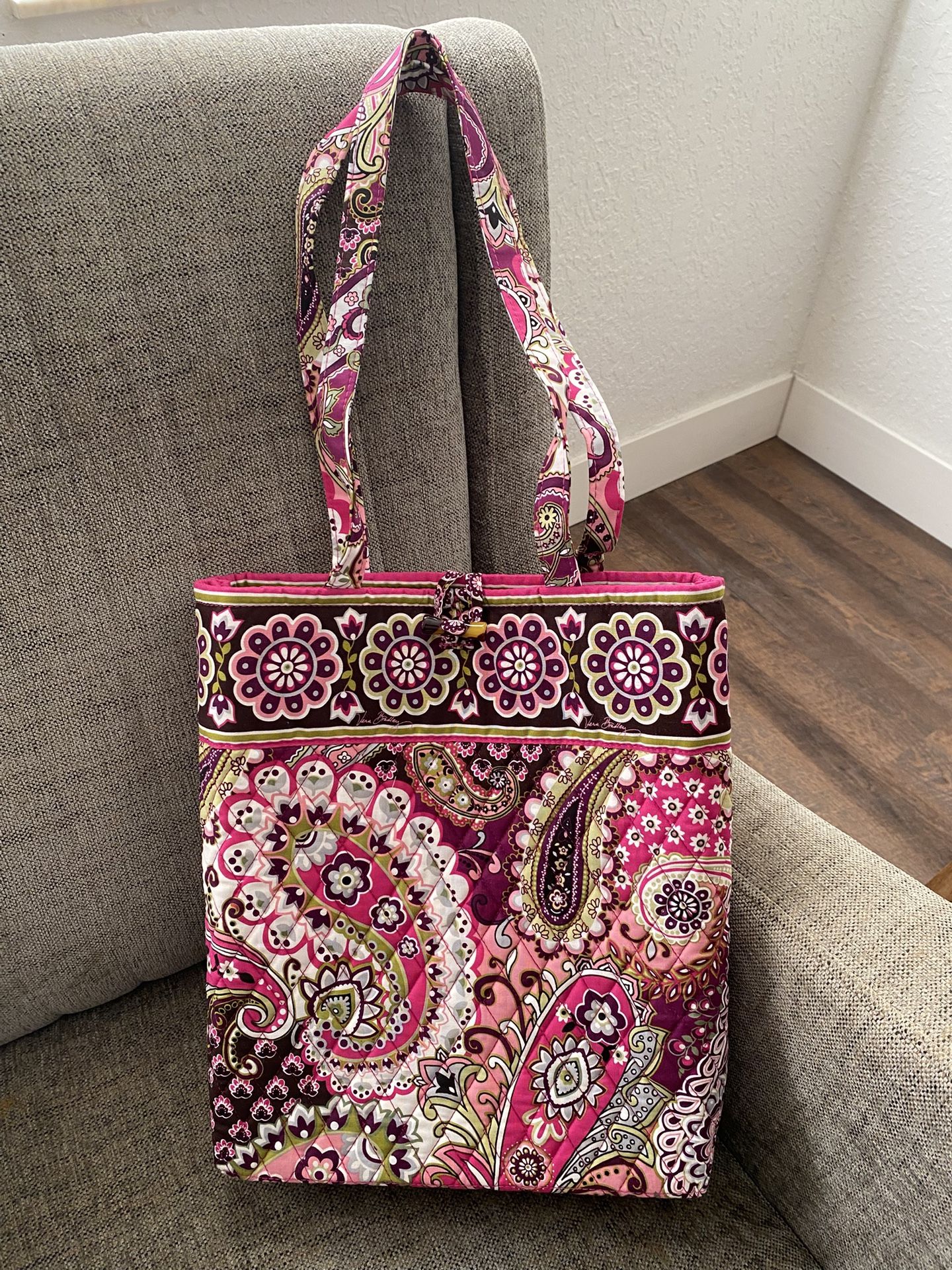 Brand new (with Tags) Vera Bradley Large Tote bag with a solid base in the retired "Very Berry Paisley" pattern.