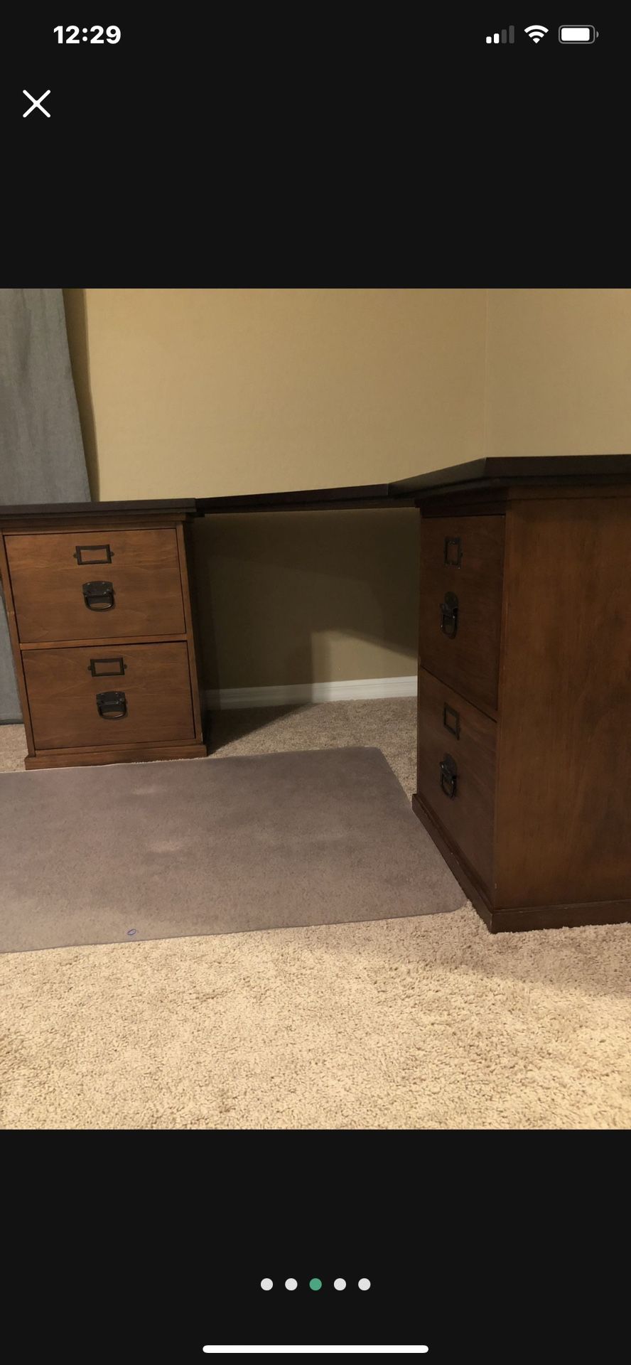 Corner Wood Desk From Pottery Barn Filing Drawers for Sale in