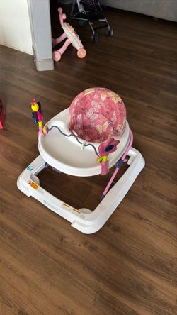 Pink baby girl walker