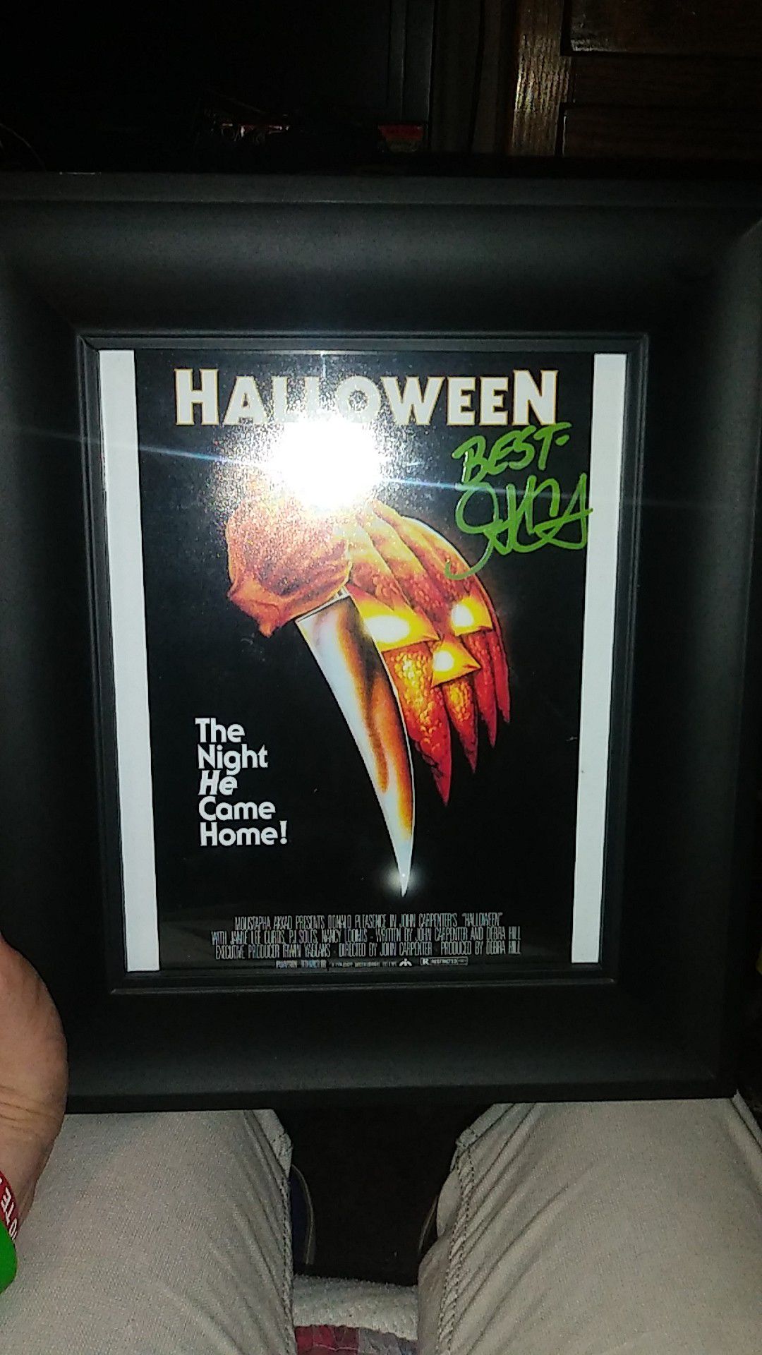 Framed "Halloween" glossy signed by writer/director john carpenter!! With certificate of authenticity! $420!!
