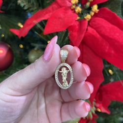 14k JESUS CZ STONE CHARM 