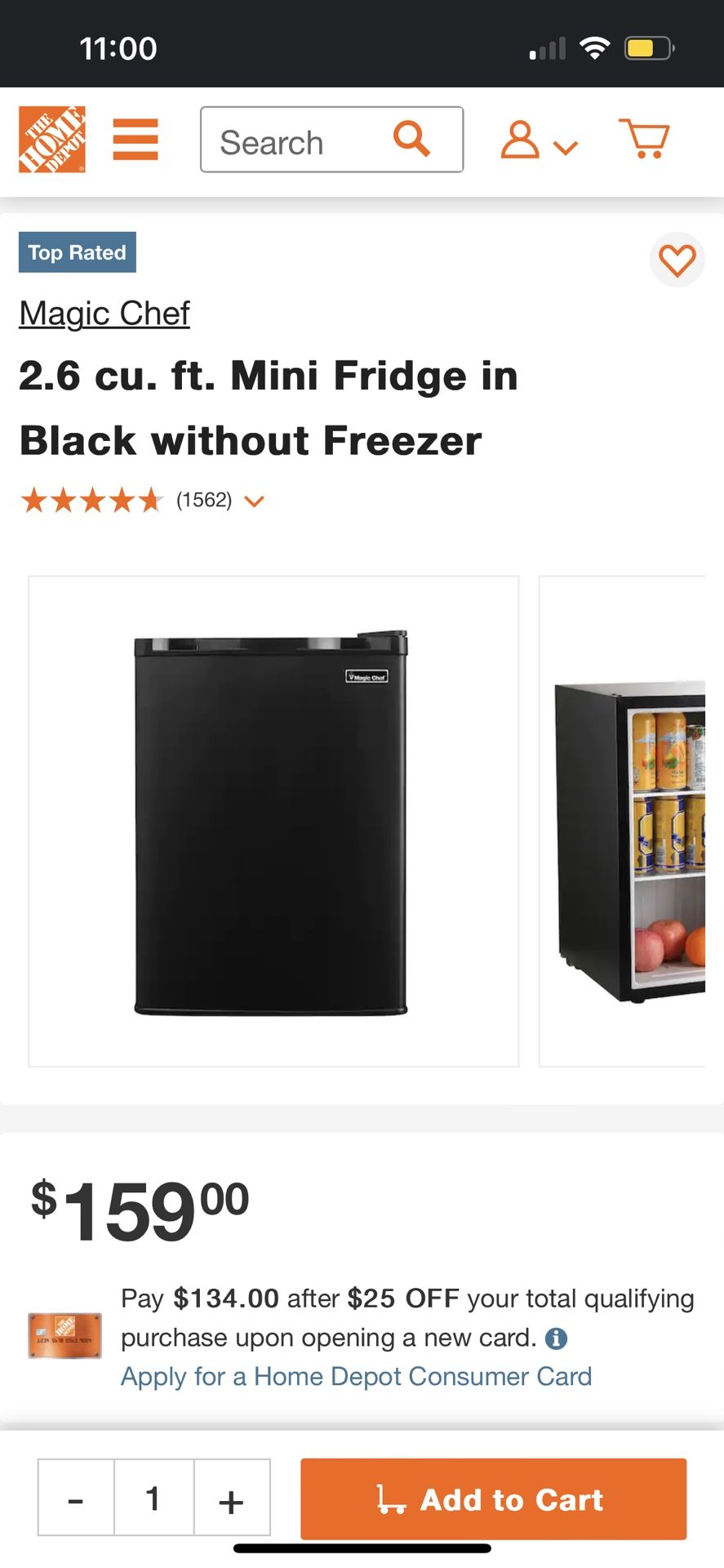 Magic Chef Mini Fridge Open Box